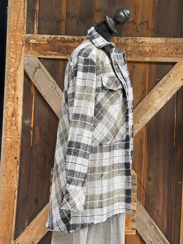 Angry Minnow Signature Flannel- NEUTRAL GREY
